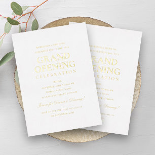 Elegante Formele Zakelijke Grand Opening Wit Folie Uitnodiging