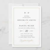 Elegante formele zwart en goud monogram bruiloft kaart (Voorkant)