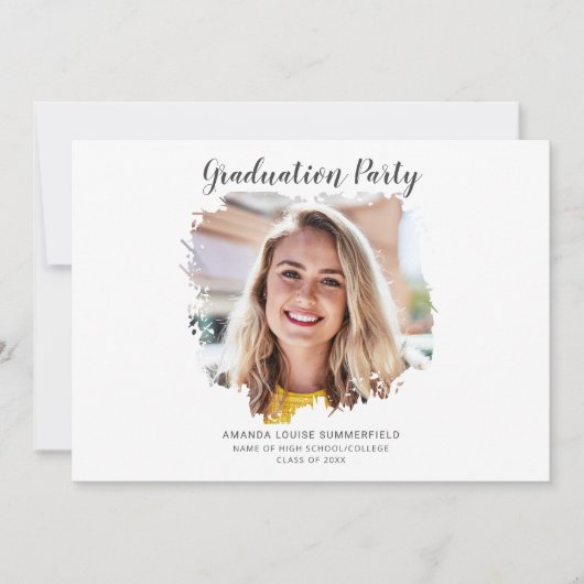 Elegante foto 2025 afstudeerfeest kaart (Voorkant)