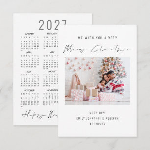 Elegante Foto 2027 Agenda Kerstkaart Notitiekaartje