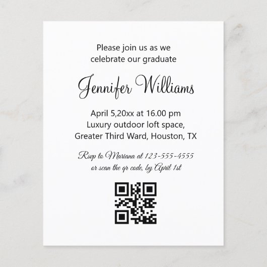 Elegante foto afstudeerfeest QR code uitnodiging Flyer (Achterkant)