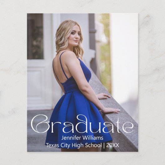 Elegante foto afstudeerfeest QR code uitnodiging Flyer (Voorkant)