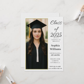 Elegante foto afstudeeruitnodiging – Klas van 2025 Kaart