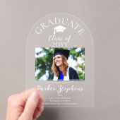 Elegante foto Afstuderen Afstuderen aankondiging Acryl Uitnodigingen (Insitu (Draagbaar))