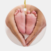 Elegante foto baby's eerste kerst script keramisch ornament (Achterkant)