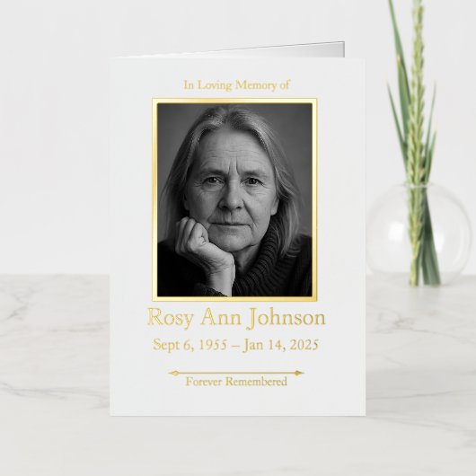 Elegante foto begrafenis orde van dienst programma (Voorkant)