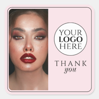 Elegante Foto Blush Roze Logo Bedankt Make-up Vierkante Sticker