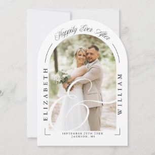 Elegante Foto Boog Calligrafie Bruiloftsreceptie Kaart