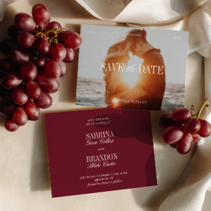 Elegante foto bordeaux save-the-date kaart
