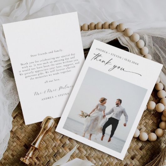 Elegante foto bruiloft dank u kaart