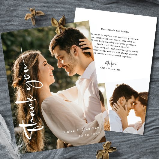 Elegante foto bruiloft dank u kaart gepersonalisee