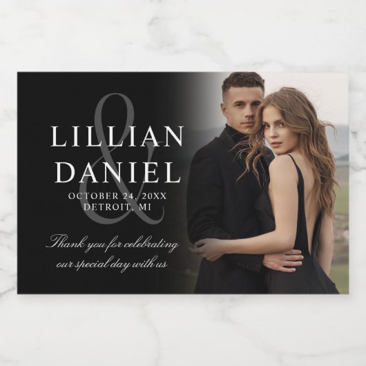 Elegante foto bruiloft mousserende wijn label sparkling wijnetiket (Enkel label)