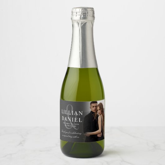 Elegante foto bruiloft mousserende wijn label sparkling wijnetiket (Voorkant)