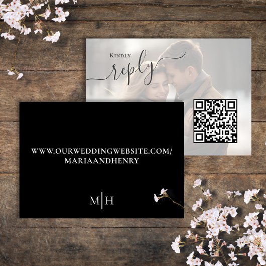 Elegante foto bruiloft RSVP QR-code
