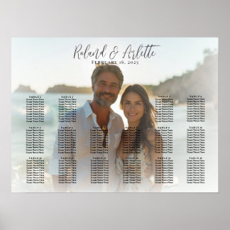 Elegante foto bruiloft zitgrafiek 16 tafels poster