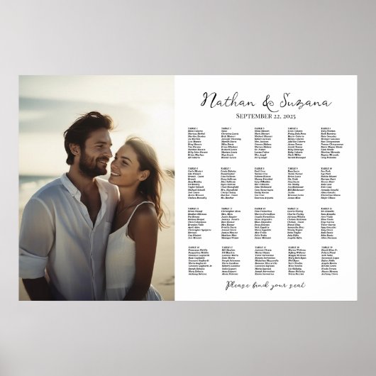 Elegante foto bruiloft zitgrafiek vind uw stoel poster (Voorkant)