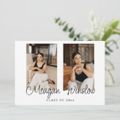 Elegante foto collage Afstuderen aankondiging (Staand voorkant)
