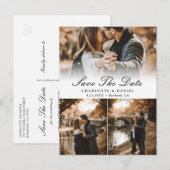 Elegante foto collage bruiloft Sla de datum Aankondigingskaart (Voorkant / Achterkant)