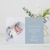 Elegante Foto Collage Script Doop Bedankkaart (Staand voorkant)