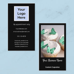 Elegante Foto Custom Cupcakes Bakkerij Custom Logo Visitekaartje