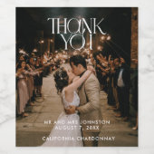 Elegante foto dank u bruiloft wijn etiket (Enkel label)