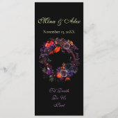 Elegante foto Donkere herfst bloemenbruiloft Programma (Achterkant)