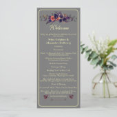 Elegante foto Donkere herfst bloemenbruiloft Programma (Staand voorkant)