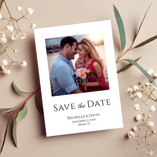 Elegante foto Eenvoudige Boho Moderne bruiloft Save The Date