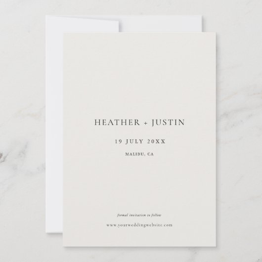 Elegante foto Eenvoudige bruiloft Bewaar de datum Save The Date (Achterkant)