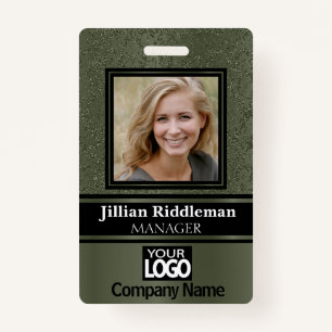 Elegante foto en Logo badge - Olive Green