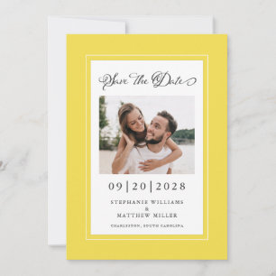 Elegante Foto Gele Opslag Trouwdatum Verlovingskaa Save The Date