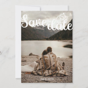 Elegante foto – gesplitste lay-out met modern scri save the date