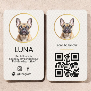 Elegante Foto Goud Hond Huisdier Social Media QR C Visitekaartje
