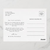 Elegante foto Gouden Folie Bruiloft Dank u Briefka Folie Uitnodiging Briefkaart (Achterkant)