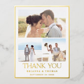 Elegante foto Gouden Folie Bruiloft Dank u Briefka Folie Uitnodiging Briefkaart (Voorkant)