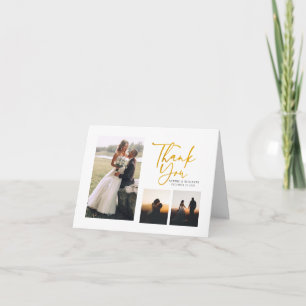 Elegante Foto Gouden Handgeschreven Trouw Dank Je Notitiekaartje