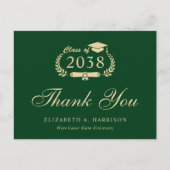 Elegante foto Groen Goud Afstuderen Dank u Briefkaart (Voorkant)