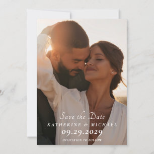 Elegante Foto Huwelijk Save The Date Kaarten