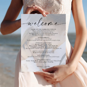 Elegante foto huwelijks welkomstbrief route flyer