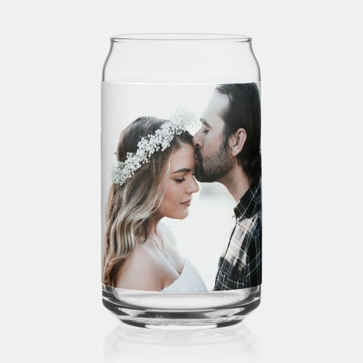 Elegante foto kalligrafie zwart bruiloft blikvorm glas (Achterkant)