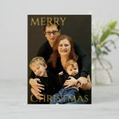 Elegante foto kerst Kaart met echte Folie (Staand Voorkant)