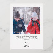 Elegante foto kerst Kaart met echte Folie (Achterkant)