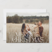 Elegante foto modern minimal marineblauw botanisch feestdagenkaart (Voorkant)