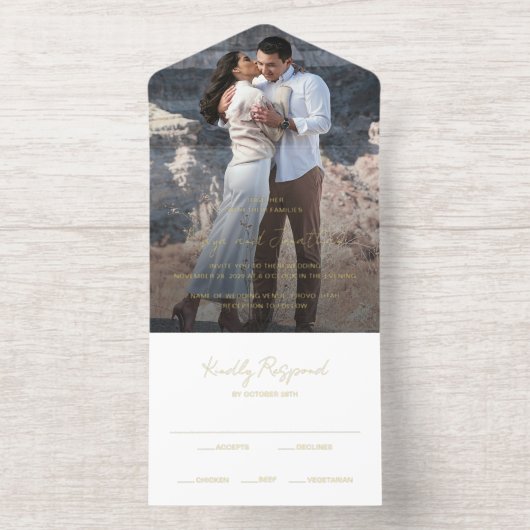 Elegante foto Moderne bruiloft All In One Uitnodiging (Binnenkant)