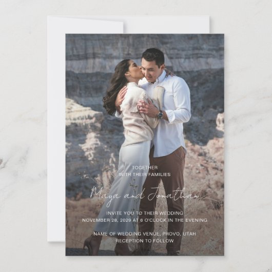 Elegante foto Moderne bruiloft Kaart (Voorkant)