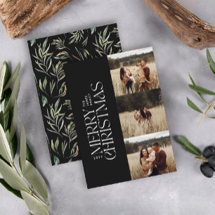 Elegante foto moderne minimale multi foto botanisc feestdagenkaart
