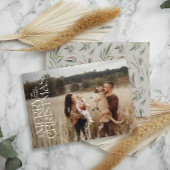 Elegante foto moderne minimale natuurlijke botanis feestdagenkaart