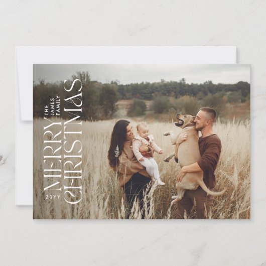 Elegante foto moderne minimale natuurlijke botanis feestdagenkaart (Voorkant)