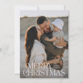 Elegante foto moderne minimale salie groen botanis feestdagenkaart (Voorkant)