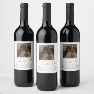 Elegante foto moderne toast gepersonaliseerde brui wijn etiket